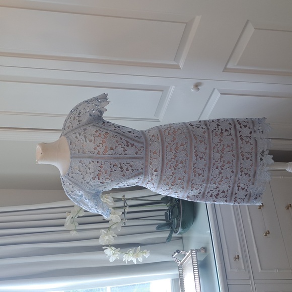 Reiss Dresses & Skirts - NWOT REISS Womens Pale Blue Lace Cap Sleeve Party/Wedding‎ Guest Dress S-0